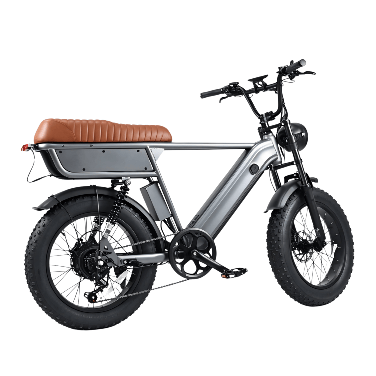Fat bike elettrica YANGOR Y20 Plus vista di tre quarti da dietro in colore grigio