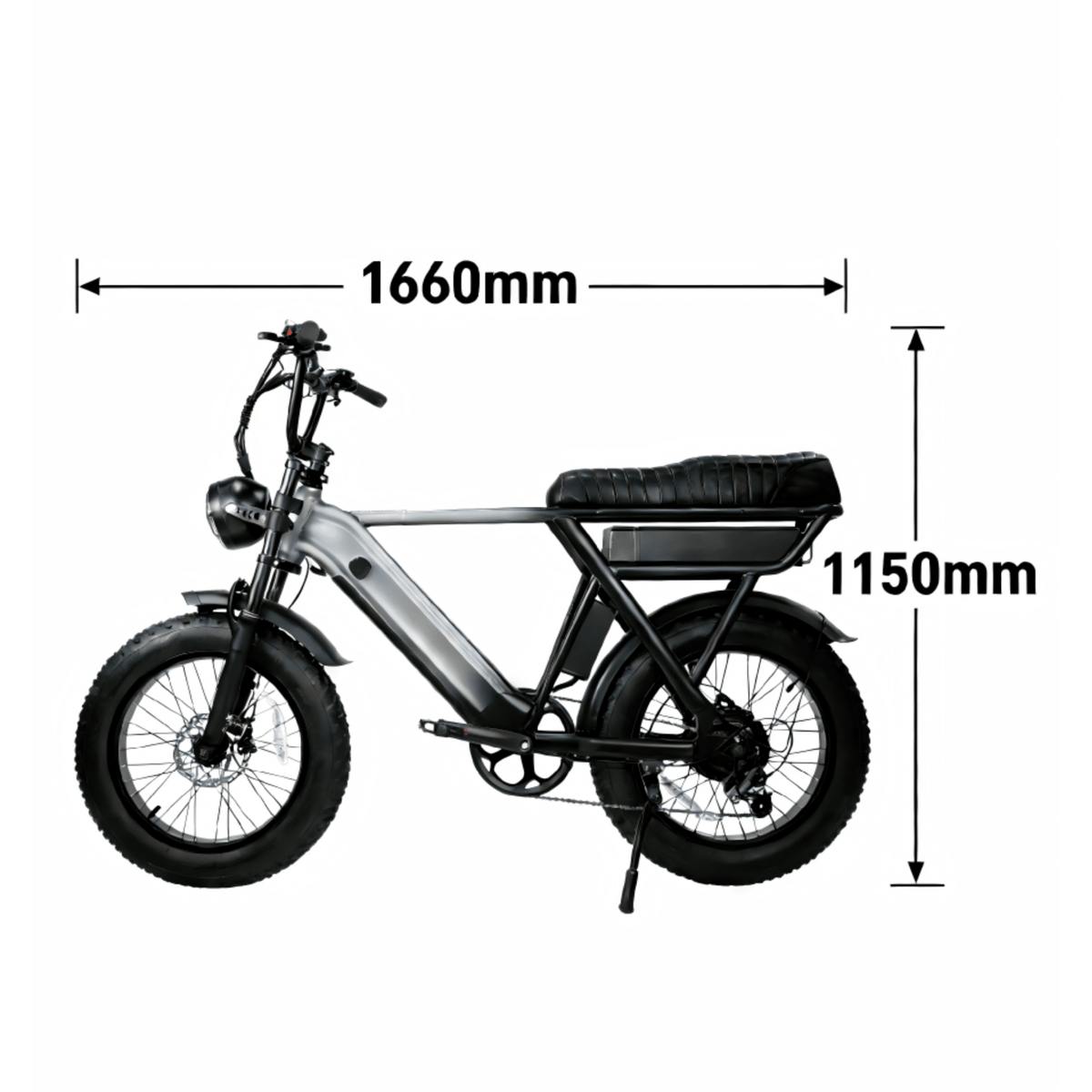 Disegno con le misure della fat bike elettrica YANGOR Y20 Pro