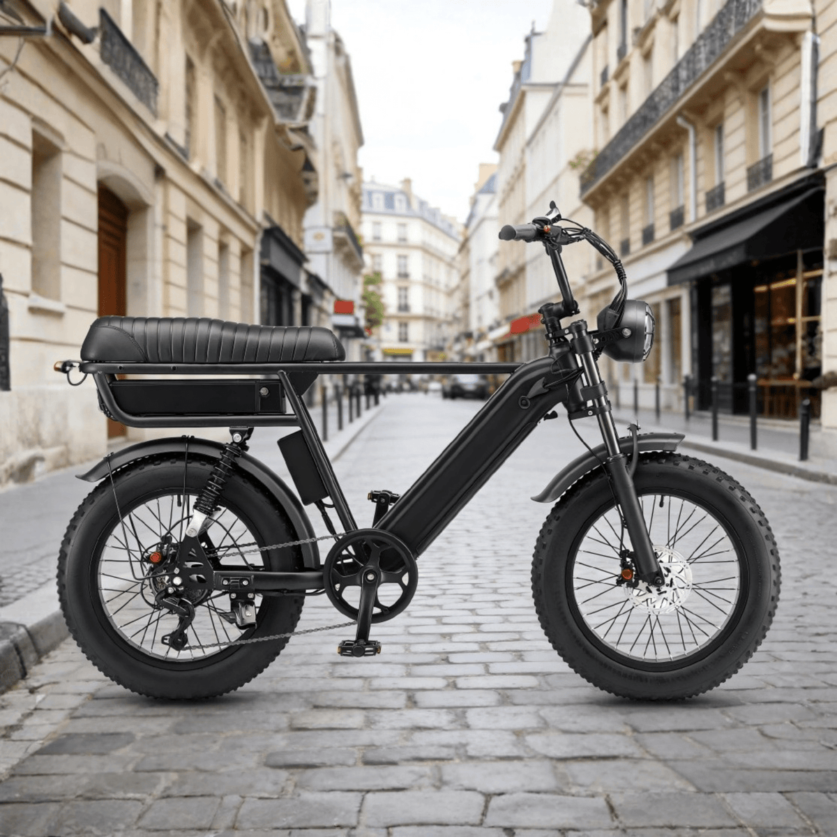 Fat bike elettrica YANGOR Y20 Pro Max vista di lato in colore nero in una strada