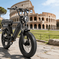 Fat bike elettrica YANGOR Y20 Pro Max vista di tre quarti in colore nero in un parco