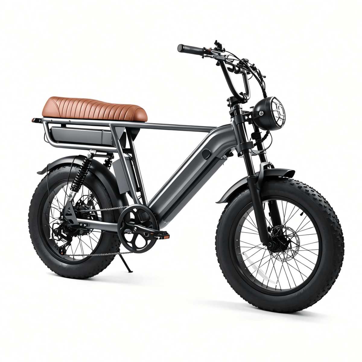 Fat bike elettrica YANGOR Y20 Pro Max vista di tre quarti dal lato opposto in colore grigio